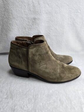 Sam Edelman Petty Suede Ankle Booties Olive Moss Womens size 8 See Description